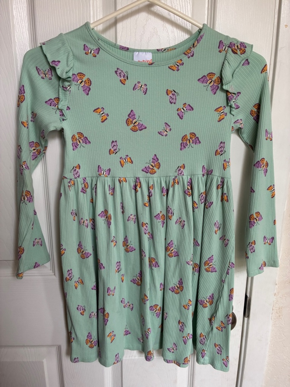 jumping beans Mint Green Butterfly Ruffle-Shoulder Dress